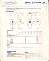 Justknits 96859 Ladies' Long or Short Sleeve Shirts and T-Shirts in Various Styles, Uncut, Factory Folded Sewing Pattern Multi Size 8-22