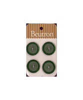 Vintage Beutron approx. 0.8" (2 cm) Carded Dark Green Raised Edge 2-Hole Buttons Four Pieces (B44, B45, B46)