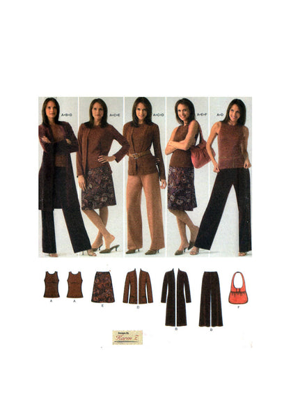 Simplicity 4503 Easy to Sew Coordinates: Pants, Skirt, Cardigan, Top and Bag, Uncut, Factory Folded, Sewing Pattern Plus Size 20W-28W