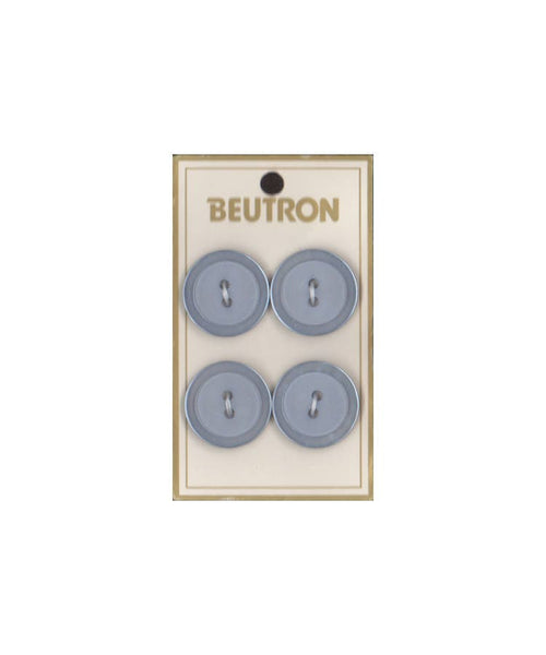Vintage Beutron approx. 0.8" (2 cm) Carded Grey Blue Raised Edge 2-Hole Buttons Four Pieces (B41, B42, B43)