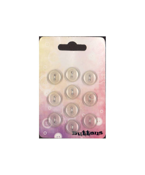 Vintage 80s Beutron approx. 0.5" (12 mm) Carded Transparent 2-Hole Buttons Ten Pieces (B62)