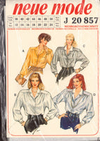 Neue Mode 20857 Long Sleeve Shirts with Optional Pocket and Double Collar, Uncut, Factory Folded, Sewing Pattern Multi Plus Size 12-24