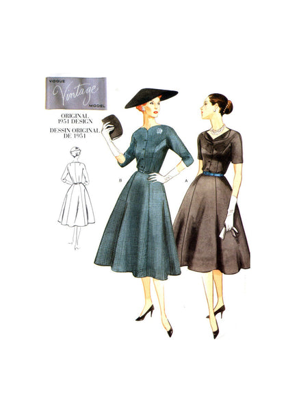 2268 Vogue Vintage Model Original 1951 Design Princess Seamed Dress with Flared Skirt, Uncut, Factory Folded, Sewing Pattern Size 12