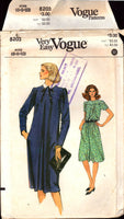 Vogue 8203 Loose Fitting Slightly A-Line Pullover Dress with or without Collar, Uncut, Factory Folded, Sewing Pattern Size 6-8-10