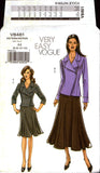 Vogue 8461 Lined Jackets with Sleeve Variations and Flared Skirts in Two Lengths, Uncut, Factory Folded, Sewing Pattern Size 6-12