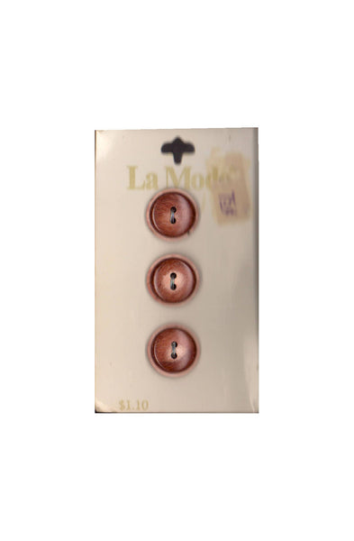 60s La Mode 5/8" (16 mm) Carded Rust, Two-Layer, Two Hole Buttons, (B93) Three on Card, Made in Holland
