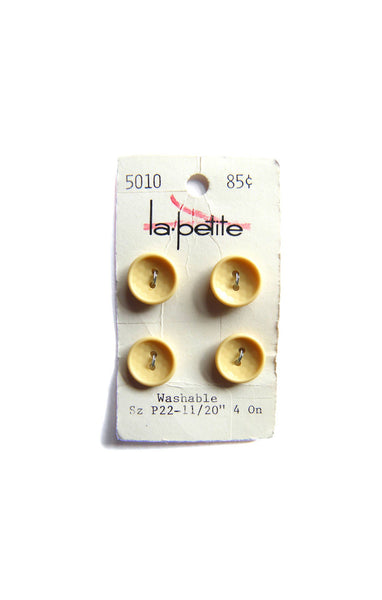 60s La Petite 1/2" (12 mm) Carded Beige Concave Two Hole Buttons, (B104) Four on Card