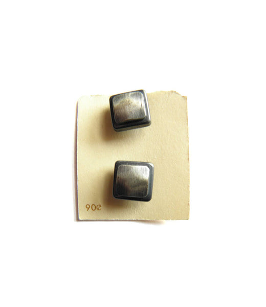 60s La Petite 7/8" (21 mm) Carded Gunmetal Grey, Two Layer Square Shank Buttons, (B149) Two on Card