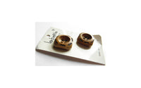 70s Lansing 1" (25 mm) Carded Chunky Wooden Concave Square Four Hole Buttons, (B145) Two on Card