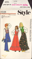 Style 1331 Girls' Lined Waistcoat or Vest, Panelled Skirt and Flared Trousers, Uncut, Factory Folded, Sewing Pattern Size 10
