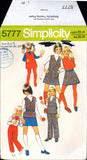 Simplicity 5777 Childs' Sleeveless, V-Neckline Jumper or Top, A-Line Skirt and Pants, Uncut, Factory Folded, Sewing Pattern Size 6