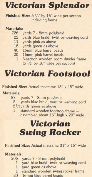 American Rocker Pattern Vintage 70s Victorian Splendor, Footstool and Swing Rocker Patterns In ...