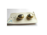 60s La Mode 7/8" (21 mm) Carded Gold Rimmed Silver Dome Shank Buttons, (B135) Two on Card