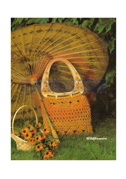 Vintage 70s Wildflowers Handbag Instant Download PDF 2 + 4 pages