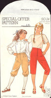 Maudella SO24 Girls' Knickerbockers and Pedal Pushers with Tucked Waist, Uncut, Factory Folded, Sewing Pattern Multi Size 5-12 years