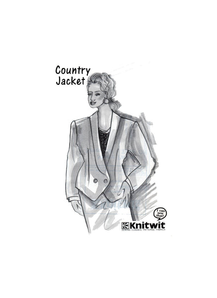 Knitwit 740 Double Breasted Country Jacket with Slim Roll Collar & Shaped Hem, U/C, Factory Folded, Sewing Pattern Multi Plus Size 6-22