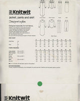 Knitwit 720 Jacket in Two Lengths, Pants and Skirt with Shaped Front & Back, Uncut, Factory Folded, Sewing Pattern Multi Plus Size 6-22