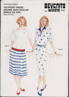 Bevknits 2200A Tab Front Dress or Top with Square Neck and Raglan Sleeves, Uncut, Factory Folded, Sewing Pattern Multi Plus Size 10-22