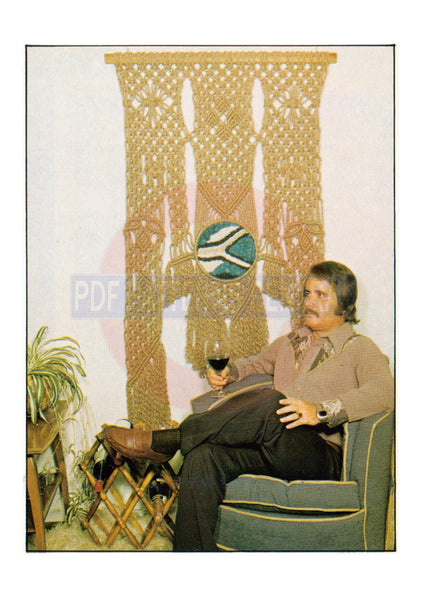 Vintage 70s Macrame Wall Hanging "Moonspun" Pattern Instant Download PDF 3 + 1 pages