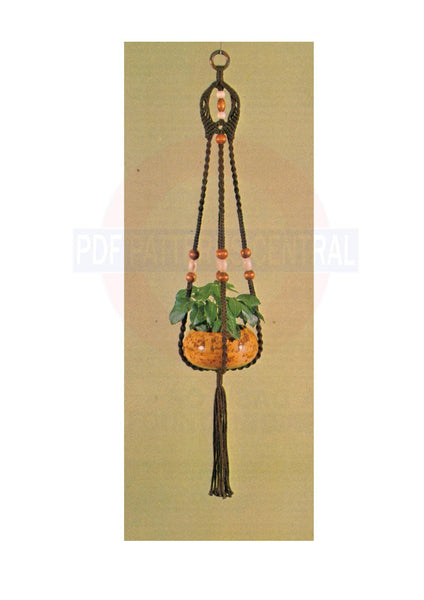 Vintage 70s "Cat's Eye" Macrame Plant Hanger Pattern Instant Download PDF 2 + 3 pages