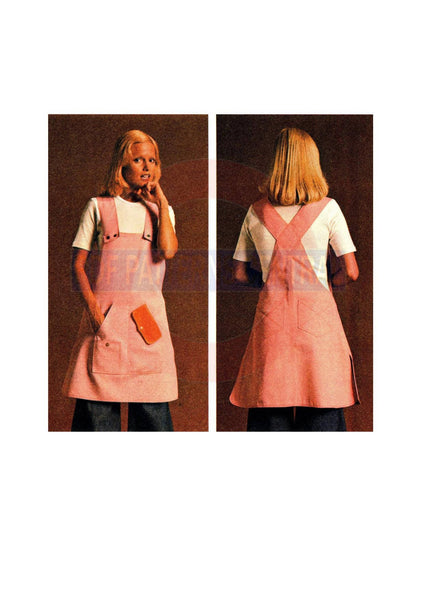 70s Gardening Pinafore/Apron with Front & Back Pockets, Detailed Drafting and Sewing Instructions, Diagrams Instant Download PDF 4 pages