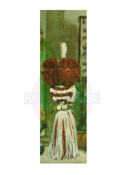 Vintage 70s The Mohican Macrame Owl Wall Hanging Pattern Instant Download PDF 3 + 2 pages