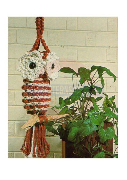 Vintage 70s The Texan Macrame Owl Wall Hanging Pattern Instant Download PDF 3 + 2 pages