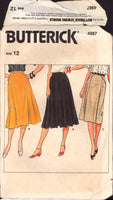 Butterick 4987 Slightly Flared A-line or Straight Skirt with Pleated Front & Back Zipper, Uncut, Factory Folded, Sewing Pattern Size 12