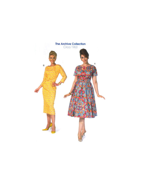 McCall's 7086 Sixties Style Dolman Sleeve Evening, Party Dresses with Straight or Flared Skirt, U/C, F/F Sewing Pattern Size 8-16 or 18-24