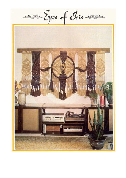 Vintage 70s Macrame Eyes of Isis Wall Hanging Pattern Instant Download PDF 2 pages