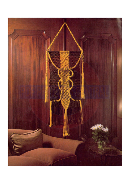 Vintage 70s Macrame Futura Wall Hanging Pattern Instant Download PDF 2 pages
