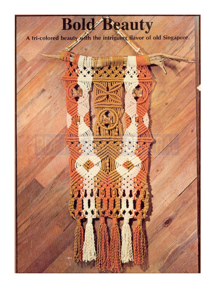 Vintage 70s Bold Beauty Macrame Wall Hanging Pattern Instant Download PDF 3 + 6 pages
