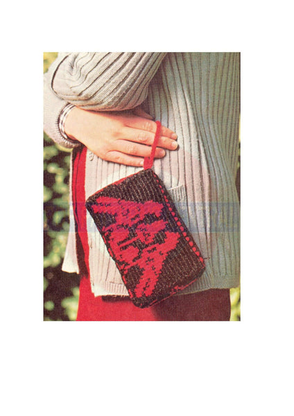 Vintage 70s Macrame Cavandoli Clutch Purse Instant Download PDF 3 pages