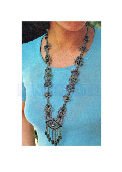 Vintage 70s Macrame Starburst Necklace Pattern Instant Download PDF 3 pages