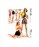 50s Sissy Pinup Shorts; Rockabilly Beachwear, Six Style Variations, Waist 23 or 30, McCall's 3670 Vintage Sewing Pattern Reproduction