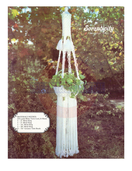 Vintage 70s Macrame Serendipity Plant Hanger Pattern Instant Download PDF 2 + 1 pages