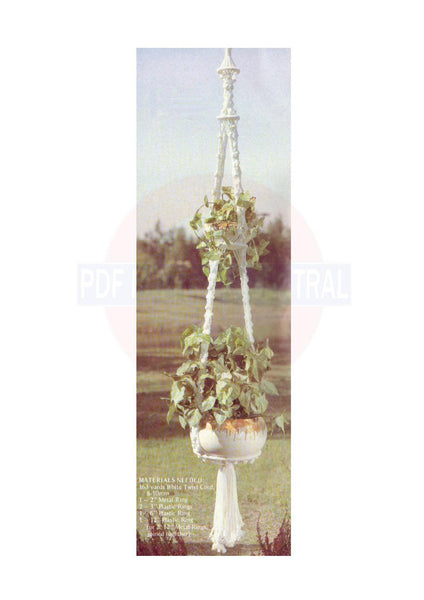 Vintage 70s Macrame Sassy Plant Hanger Pattern Instant Download PDF 2 +1 pages