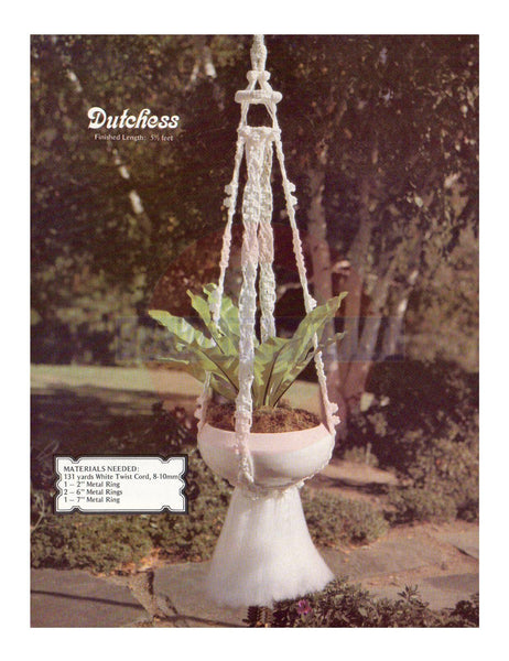 Vintage 70s Macrame Dutchess Plant Hanger Pattern Instant Download PDF 2 + 1 pages