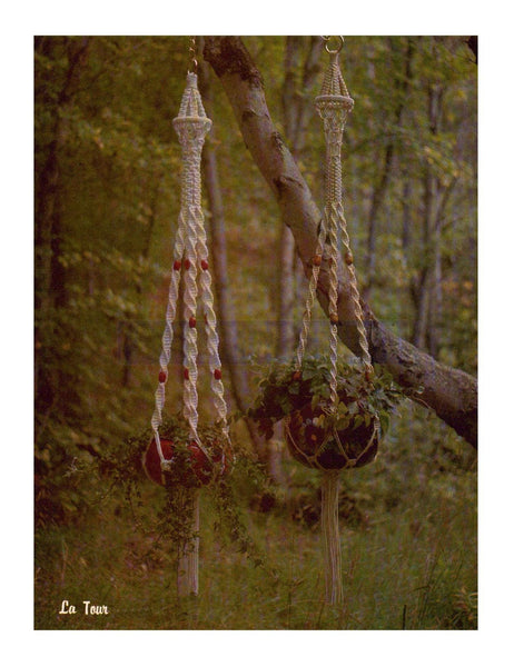 Vintage 70s Macrame La Tour Plant Hanger Pattern Instant Download PDF 1.5 + 5 pages