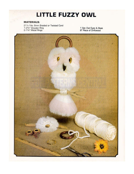 Vintage Fuzzy Little Macrame Owl Pattern Instant Download PDF 2 + 8 pages