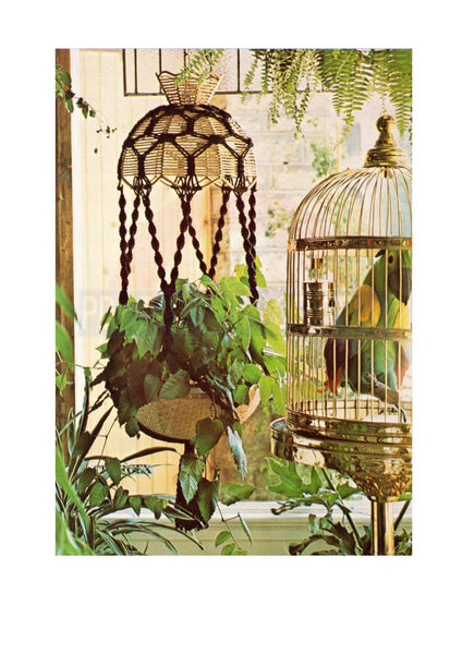 Vintage 1970s "Light and Lacy" Macrame Lamp Shade & Plant Hanger Pattern Instant Download PDF 3 pages