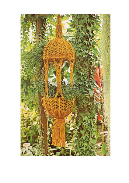 Vintage 1970s "Ups and Downs" Macrame Lamp Shade & Plant Hanger Pattern Instant Download PDF 3 pages