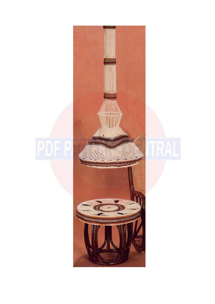 Vintage 70s Smokestack Lamp Shade + Table Top Pattern Instant Download PDF 2 +4 pages