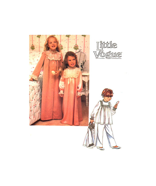 Little Vogue 2035 Children's Loose Fitting Robe, Gown in Two Lengths & Pajamas, Uncut, Factory Folded, Sewing Pattern Size 6 Breast 25"