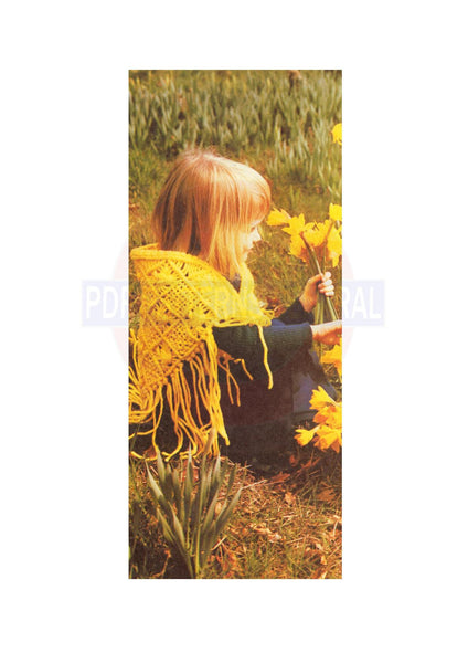 Vintage 70s Macrame Child's Shawl Pattern Instant Download PDF 2 pages