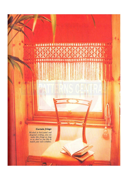 Vintage 70s Macrame Curtain Fringe Pattern Instant Download PDF 2 pages