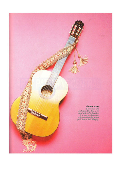 Vintage 70s Macrame Guitar Strap Pattern Instant Download PDF 2 pages