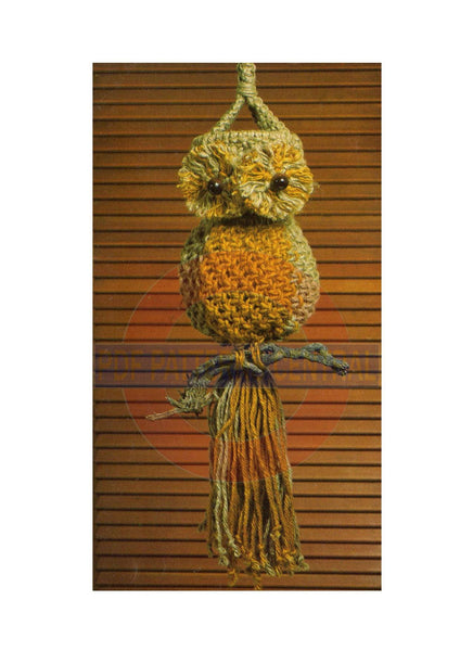 Vintage 70s Lonesome Macrame Owl Wall Hanging Pattern Instant Download PDF 1 + 2 pages