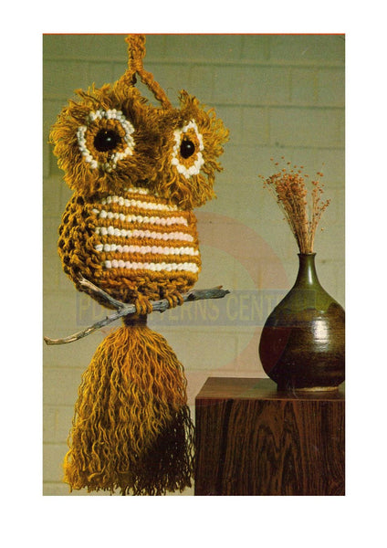 Vintage 70s Mr Stripes Macrame Owl Wall Hanging Pattern Instant Download PDF 2 + 2 pages