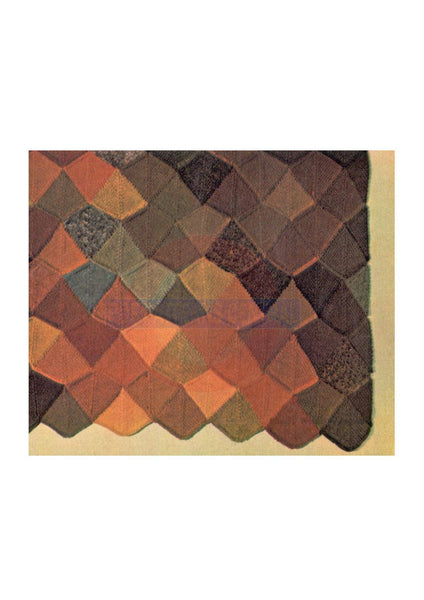 Vintage 70s Autumn Leaves Knitted Afghan Rug Pattern Instant Download PDF 2 pages